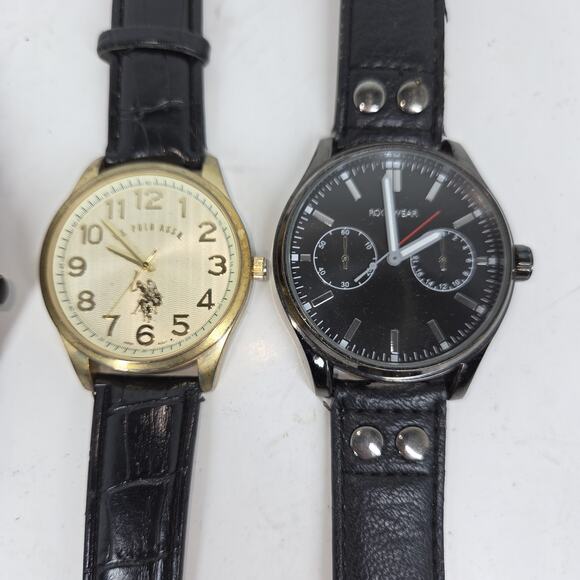 Vtg Watch Lot of 5 Mens Rocawear Time Piece Silver Black Leather Wrist Watches - Picture 6 of 14